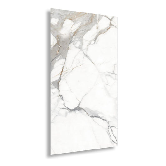 Classic Victoria Stone Quartz Marble Effect White Grey & Slight Gold Vein Porcelain Tile